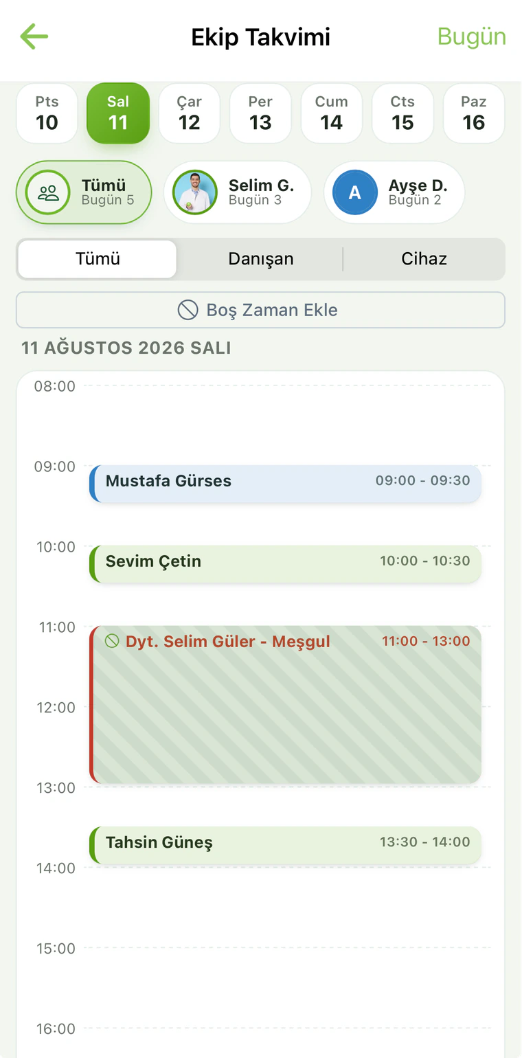 Mobil ekip takvimi