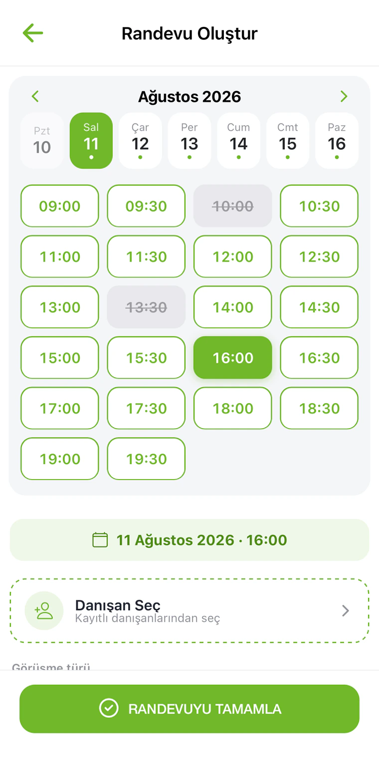 Mobil randevu oluşturma